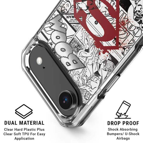 DC Comics Superman Comic Pattern Logo in Red iPhone 17 Air Clear Case