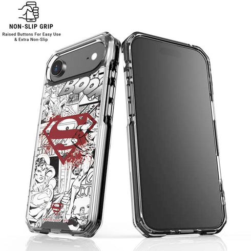 DC Comics Superman Comic Pattern Logo in Red iPhone 17 Air Clear Case