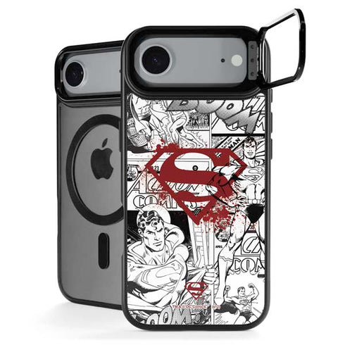 DC Comics Superman Comic Pattern Logo in Red iPhone 17 Air Kickstand Case