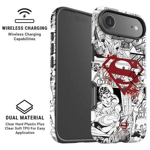 DC Comics Superman Comic Pattern Logo in Red iPhone 17 Air Magsafe Impact Case