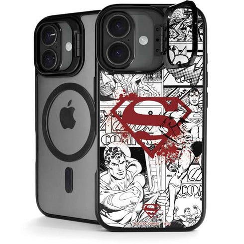 DC Comics Superman Comic Pattern Logo in Red iPhone 17 Kickstand Case