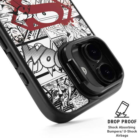 DC Comics Superman Comic Pattern Logo in Red iPhone 17 Kickstand Case