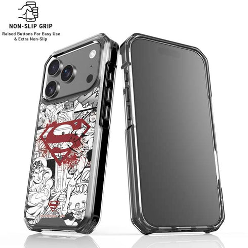 DC Comics Superman Comic Pattern Logo in Red iPhone 17 Pro Clear Case