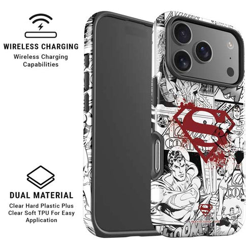 DC Comics Superman Comic Pattern Logo in Red iPhone 17 Pro Magsafe Impact Case