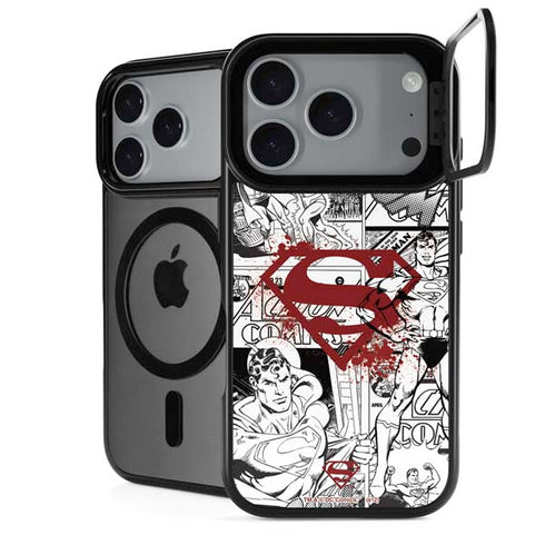 DC Comics Superman Comic Pattern Logo in Red iPhone 17 Pro Max Kickstand Case
