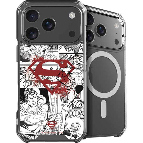 DC Comics Superman Comic Pattern Logo in Red iPhone 17 Pro Max MagSafe Case