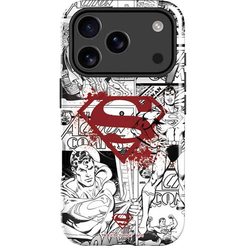 DC Comics Superman Comic Pattern Logo in Red iPhone 17 Pro Max Magsafe Impact Case