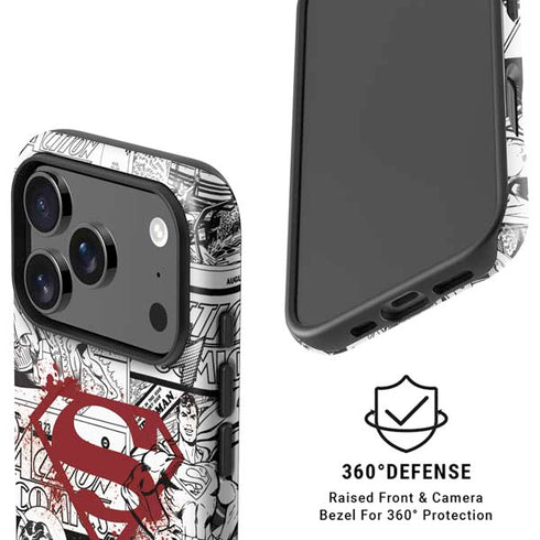 DC Comics Superman Comic Pattern Logo in Red iPhone 17 Pro Max Magsafe Impact Case
