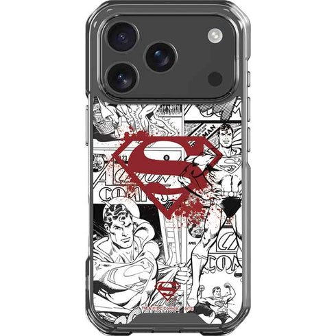 DC Comics Superman Comic Pattern Logo in Red iPhone 18 Pro Clear Case