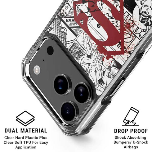 DC Comics Superman Comic Pattern Logo in Red iPhone 18 Pro Clear Case