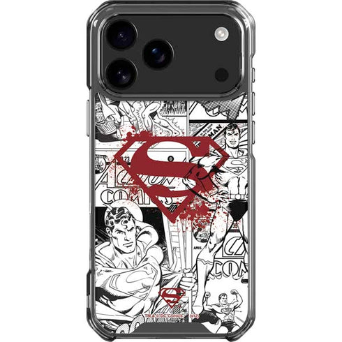 DC Comics Superman Comic Pattern Logo in Red iPhone 18 Pro Max Clear Case