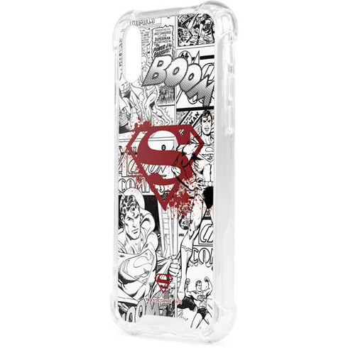 DC Comics Superman Comic Pattern Logo in Red iPhone XS Clear Case