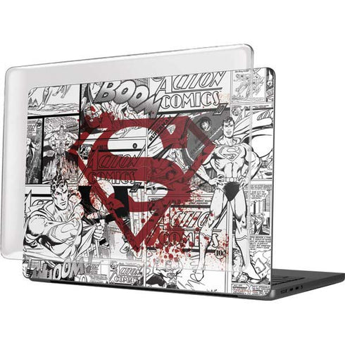 DC Comics Superman Comic Pattern Logo in Red MacBook Pro 14in (2021-24) Case plus Skin