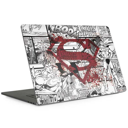 DC Comics Superman Comic Pattern Logo in Red MacBook Skins