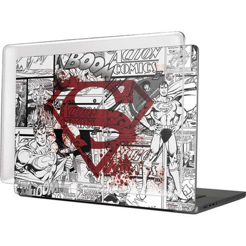DC Comics Superman Comic Pattern Logo in Red MacBook Cases