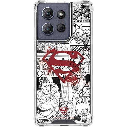 DC Comics Superman Comic Pattern Logo in Red Moto G 5G (2025) Clear Case