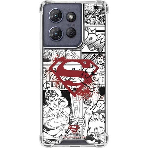 DC Comics Superman Comic Pattern Logo in Red Moto G Play 5G (2025) Clear Case