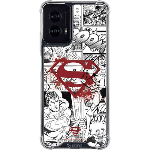 DC Comics Superman Comic Pattern Logo in Red Moto G Power 5G (2024) Clear Case
