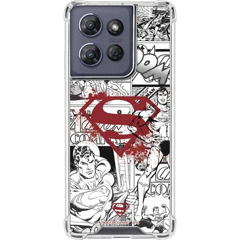 DC Comics Superman Comic Pattern Logo in Red Moto G Power 5G (2025) Clear Case