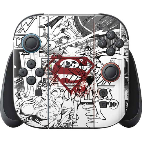 DC Comics Superman Comic Pattern Logo in Red Nintendo Switch 2 (2025) Joy-Con Controller Skin