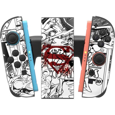 DC Comics Superman Comic Pattern Logo in Red Nintendo Switch 2 (2025) Joy-Con Controller Skin