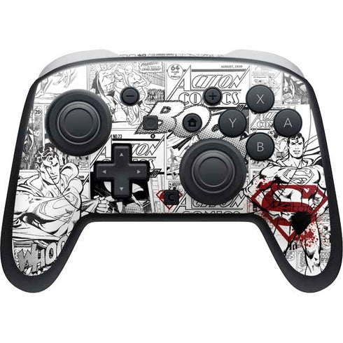 DC Comics Superman Comic Pattern Logo in Red Nintendo Switch 2 (2025) Pro Controller Skin