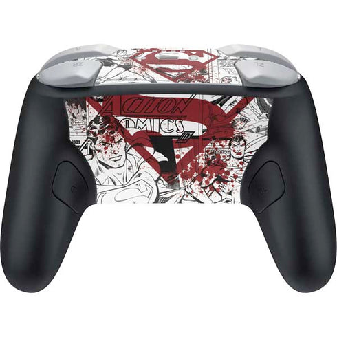 DC Comics Superman Comic Pattern Logo in Red Nintendo Switch 2 (2025) Pro Controller Skin