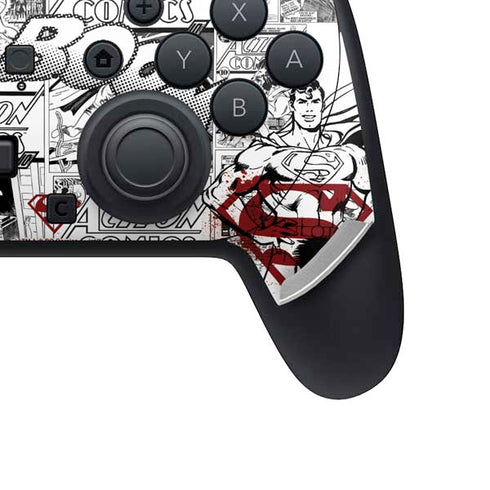 DC Comics Superman Comic Pattern Logo in Red Nintendo Switch 2 (2025) Pro Controller Skin