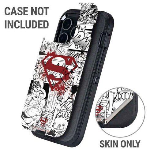 DC Comics Superman Comic Pattern Logo in Red Otterbox Defender iPhone Skin