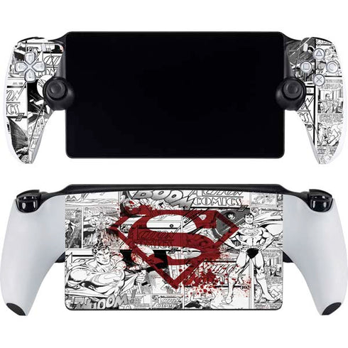 DC Comics Superman Comic Pattern Logo in Red PlayStation Portal Remote Player Skin