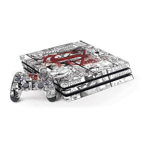 DC Comics Superman Comic Pattern Logo in Red PlayStation PS4 Skins