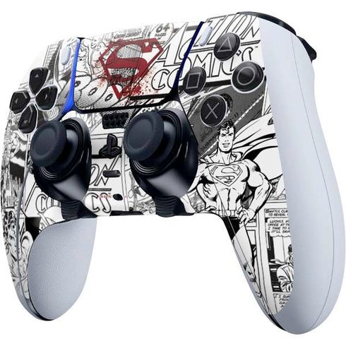 DC Comics Superman Comic Pattern Logo in Red PS5 DualSense Edge Pro Controller Skin