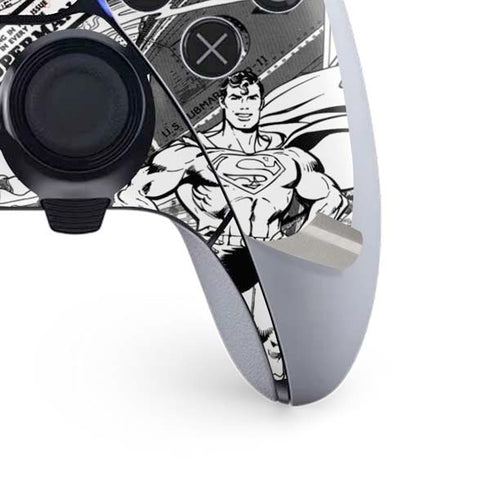 DC Comics Superman Comic Pattern Logo in Red PS5 DualSense Edge Pro Controller Skin