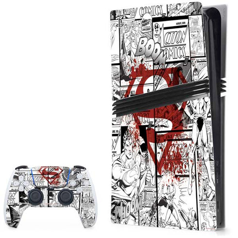DC Comics Superman Comic Pattern Logo in Red PS5 Pro Bundle Skin