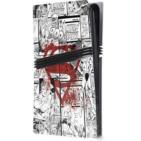 DC Comics Superman Comic Pattern Logo in Red PS5 Pro Console Skin