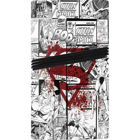 DC Comics Superman Comic Pattern Logo in Red PS5 Pro Console Skin