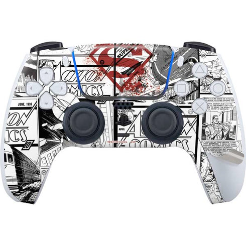 DC Comics Superman Comic Pattern Logo in Red PS5 Pro Disk Bundle Skin