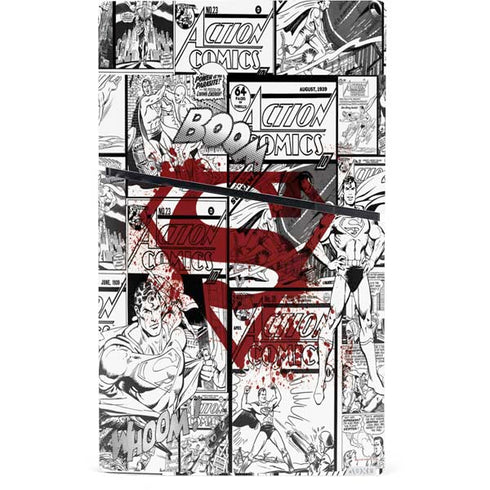 DC Comics Superman Comic Pattern Logo in Red PS5 Slim Digital Edition Console Skin