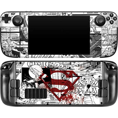 DC Comics Superman Comic Pattern Logo in Red Steam Deck Handheld Gaming Computer OLED Skin