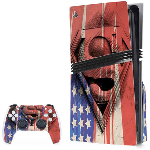 DC Comics Superman Crest PS5 Pro Disk Bundle Skin
