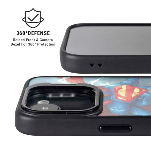 DC Comics Superman Elements iPhone 16e Kickstand Case