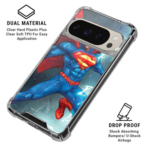 DC Comics Superman Elements Pixel 9 Pro XL Clear Case
