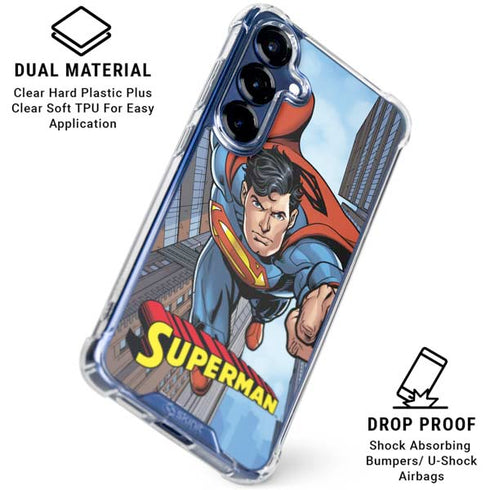 DC Comics Superman Flying Pose Galaxy S25 Plus Clear Case