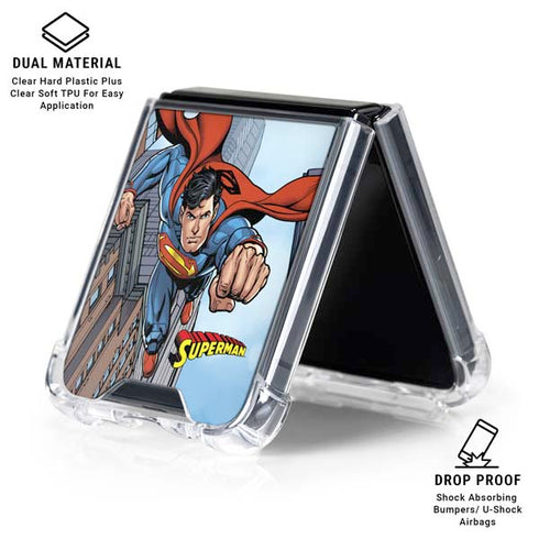 DC Comics Superman Flying Pose Galaxy Z Flip6 Clear Case