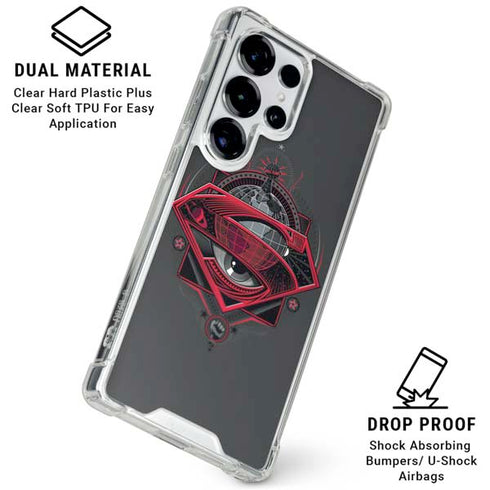 DC Comics Superman Grey Eye Collage Galaxy S25 Ultra Clear Case