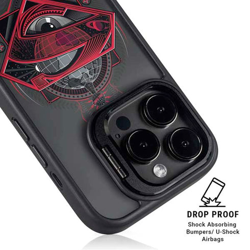 DC Comics Superman Grey Eye Collage iPhone 14 Pro Max Kickstand Case
