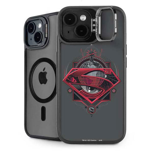 DC Comics Superman Grey Eye Collage iPhone 15 Kickstand Case