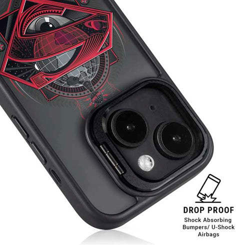 DC Comics Superman Grey Eye Collage iPhone 15 Kickstand Case
