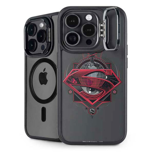 DC Comics Superman Grey Eye Collage iPhone 15 Pro Kickstand Case