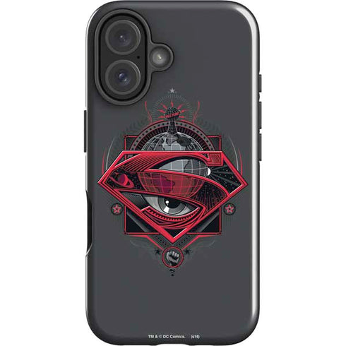 DC Comics Superman Grey Eye Collage iPhone 16 Plus Impact Case